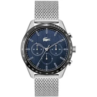 Lacoste Multi Zifferblatt Quarz Uhr für Herren Kollektion Boston mit Silbernes Edelstahl-Mesh-Gliederarmband - 2011163