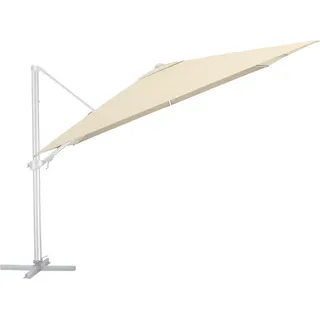 KETTLER  Easy Turn Ampelschirm 300x300 cm, UPF50+, inkl. Abdeckhaube+ Schirmständer, silber/ natur, Aluminium/Polyester mit PolyurethanBeschichtung - Silber, Beige