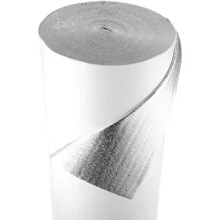 Vevor Isolierfolie, Reflexionsfolie mit EPE-Schaumkern, 3mm, Dämmfolie 122cm x 76,2m, Aluminiumfolie + PE-Folie, wärmereflektierender Schutz, Wärmedämmrolle, Garagentore, Fenster, Wohnmobildächer