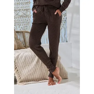 Strickhose FRENCH CONNECTION, Damen, Gr. 48/50, N-Gr, braun, Rippstrick, Obermaterial: 33% Nylon, 32% Polyacryl, 30% Baumwolle, 5% Elasthan, Zopfmuster, bequem lang, Hosen Strickhose, mit Zopfmuster in weiche, softer Qualität, Loungewear
