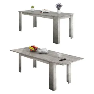 Ausziehbarer Esstisch Nanni, Ausziehbare Konsole bis zu 10 Sitzplätzen, ausziehbare Konsole 100 % Italy, cm 140/190x90h75, Zement - Grau