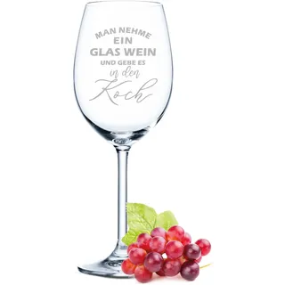 Leonardo Weinglas mit Gravur - Man nehme ein Glas Wein und gebe es in den Koch - Lustige Geschenke - Geburtstagsgeschenk für Männer & Frauen sowie Mama & Papa - Rotweingläser Weißweingläser