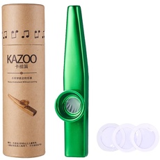 WANDIC Aluminiumlegierung Kazoo und 3 Membranflöte Membranmund Kazoos mit Vintage Geschenkbox, Grün