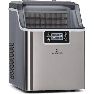 Klarstein Eiswürfelmaschine für Zuhause Camping Gastro, Schnelle Mini Eiswürfelmaschine Klein, Profi Eismaschine für Große Kleine Klare Eiswürfel, Selbstreinigend mit 3,2L Eiswürfelbehälter, 20kg/24h - Silber