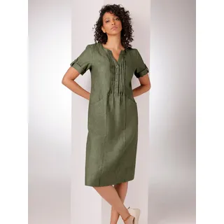 Sommerkleid CREATION L PREMIUM "Leinen-Kleid", Damen, Gr. 40, Normalgrößen, khaki, meliert, Web, 100% Leinen, unifarben, knielang, Rundhals, Kleider Sommerkleid