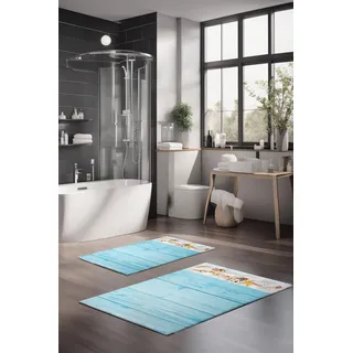 Foutastic Weiches und saugfähiges Badematten-Set (2-teilig), 100% Polyester, rutschfest, antibakteriell, 40 x 60 cm und 60 x 100 cm | Maschinenwaschbar, strapazierfähig