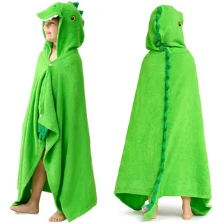 Joiedomi Dinosaur 127 x 77 cm Kapuzenhandtuch für Kinder - Weiches Baumwoll-Badetuch -für Kinder von 3-10 Jahren -Poolhandtuch mit Kapuze - saugfähiges Poncho Handtuch Kinder