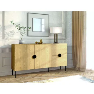 Kommode HOME AFFAIRE "BELLOT Sideboard mit 2 Schubladen und 2 Türen, B/T/H: 213/40/87,6 cm", natur, B:160cm H:87,6cm T:40cm, Holzwerkstoff, Sideboards, Kommode, Schubkastenkommode mit Metallgriffen und viel Stauraum