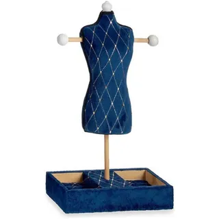 Gift Decor Schmuckkästchen aus blauem Samt, Holz, 12 x 40 x 24 cm