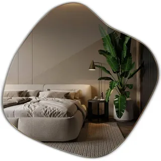 Wandspiegel – Dekorativer Designspiegel – Asymmetrischer Spiegel – Organische Form – Badezimmer Spiegel – 48,3 x 47,9 cm