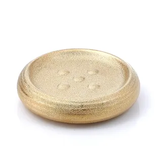 Gedy G-Astrid Seifenschale für Badezimmer, Gold, Größe 2,6 x 12 x 12 cm, Gewicht 0,238 kg, Seifenschale aus Keramik, Jahre Garantie 2, Design R&D