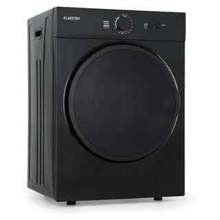 Klarstein Jet Set Wäschetrockner, 1020 W, freistehend / Unterbau, , 3 kg, Ablufttrocknung, Wärmewahl, Timer, Kompakt: 49 x 69 x 47,5 cm (BxHxT), Edelstahltrommel, schwarz - Schwarz