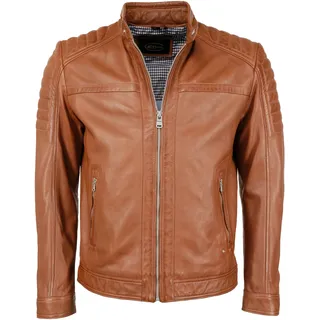 Bikerjacke JCC "Lederjacke 51155", Herren, Gr. 48, braun (cognac), Obermaterial: 100% Lammleder LEL. Futter: 100% Baumwolle CO., Jacken Bikerjacke