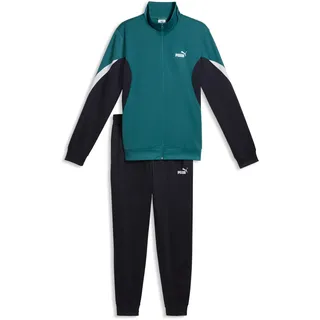 Trainingsanzug PUMA "ESS BLOCK POLY SUIT", Herren, Gr. XL, emerald ice, Trikot, Obermaterial: 100% Polyester, regular fit, Sportanzüge Trainingsanzug, ohne Kapuze, Regular Fit, pflegeleicht