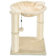 Amazon Basics – Katzen-Kratzbaum mit Haus, Hängematte, Bett und Kratzstamm, 41 x 51 x 41 cm, beige