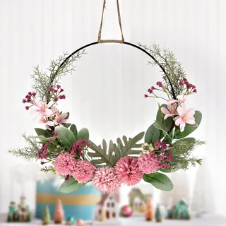 Türkranz Kranz Deko, Künstliche Blumen Orchidee Kranz Girlande Willkommen Girlande Türkranz Frühling Wandkranz Metall Deko Ringe für Hochzeit Wohnzimmer Hochzeit