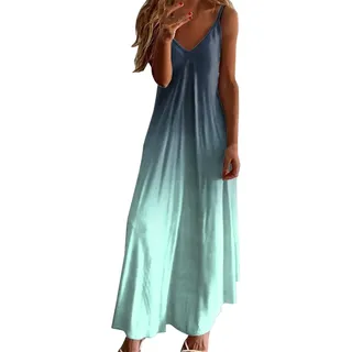 Maxikleider Damen Sommer Spaghetti Strap Sommerkleid Lang Ärmellos Elegant Trägerkleid Maxi Boho Kleid