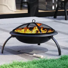 Fire Vida Feuerstelle aus Stahl, zusammenklappbar, für den Außenbereich, Garten, Terrasse, Grill, Camping, Schürhaken, Grill, Gitterdeckel, Rost