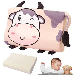 Nzkeuf Schlummerkids Kissen, 45X27cm Calmly Kinderkissen, Kinderkopfkissen, Tiere Memory kopfkissen Kinder, Ergonomisches Atmungsaktiv und Hautfreundlich für weiche Träume (Kalb)