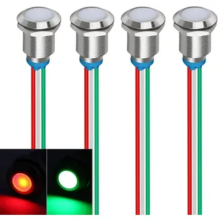 Gebildet Zweifarbige (Grün & Rot) 12mm (1/2 Zoll) Energiespar-Kontrollleuchte, 12mm 2-farbige LED-Leuchte 12V/24V/20mA Panel-Montageleuchte für Auto, LKW, Boot, Autoteil (4er-Pack)