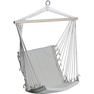 PATIO Hängesessel ohne Gestell Hängeschaukel Outdoor Indoor bis 100 kg Schnüre an Seiten Baumwolle-Polyester Ecru Boho Stil