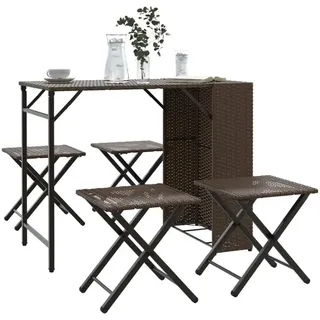 2025 cloris Gartenmöbel Set Balkonmöbel-Set 5-tlg. Garten-Essgruppe Klappbar Braun Poly Rattan - Gartenmöbelgarnituren Sale3686696 1parcel - Braun