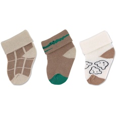 Sterntaler Baby Jungen Baby Socken Erstlingssocken 3er Pack Krokodil - Socken Baby, Babysöckchen, Babysocken - aus Baumwolle - beige,