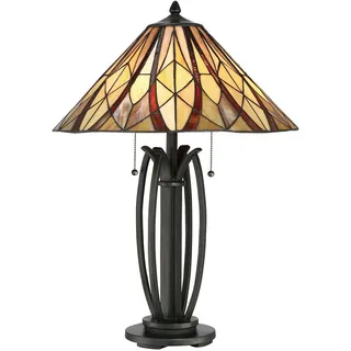 Tiffany Tischleuchte 65cm E27 Metall Glas Zugschalter Wohnzimmer