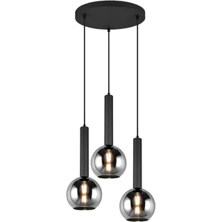 Trio Clayton 3-flg. Ø 45 cm rund schwarz matt Glas