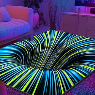 Dwafill Wunderschön Teppich Jugendzimmer Jungen, 120 * 180CM 3D Vortex Teppiche Illusion Optische Täuschung, Gamer Teppich, für Esszimmer Zuhause Schlafzimmer Zimmer Dekor