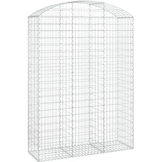 vidaXL Gabione mit Hochbogen 150x50x200/220 cm Verzinktes Eisen - Silber