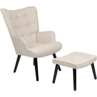 Hela Lounge-Sessel PAROS Webstoff 68 x 97 x 75 cm Beige mit Hocker