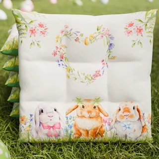 PETTI Artigiani Italiani - Kissen für Küchenstuhl, Ostern, Set mit 6 Kissen für Küchenstühle, Stuhlhussen Ostern Küche aus Mikrofaser mit Digitaldruck und Bändern, 100% Made in Italy