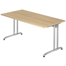 Bild Schreibtisch eiche rechteckig, C-Fuß-Gestell silber 160,0 x 80,0 cm