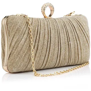 Gelory Clutch Taschen für Frauen: Kleine Abendtasche Glitter Clutch Geldbörse mit abnehmbarer Kette für Hochzeit Braut Prom Cocktail Party Damen Handtasche mit Gold