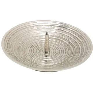 Nklaus Rillen Kerzenteller mit Dorn Ø 12cm Messing vernickelt Untersetzer Dekoration Spiarlen-Design 10625