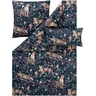 Estella Bettwäsche , Dunkelblau , Textil , Leopard , 155x220 cm , pflegeleicht, atmungsaktiv, hautfreundlich, weiche und anschmiegsame Oberfläche, umweltverträgliche Ausrüstung , Heimtextilien, Bettwäsche & Leintücher, Bettwäsche, Übergrößen-Bettwäsche