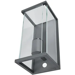 Lucande Wandlampe aussen mit Bewegungsmelder, Aussenwandleuchte spritzwassergeschützt IP54 1xE27 max. 15W ohne Leuchtmittel Außenleuchte