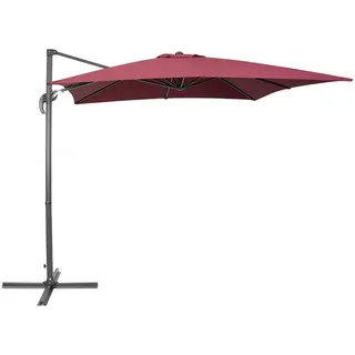 Beliani Ampelschirm burgunderrot/dunkelgrau 250/250/235 cm Monza , Rot, Dunkelgrau , Textil , 250x250 cm , Sonnenschutz, Ampelschirme