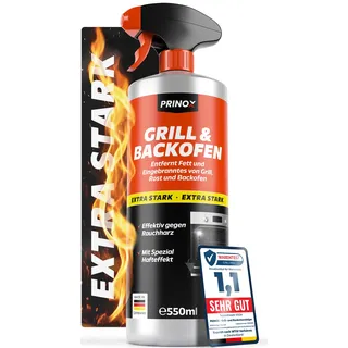 PRINOX Backofenreiniger & Grillreiniger extra stark - 550ml - HAFT EFFEKT - Rauchharzentferner Entfernt stärkste Verschmutzungen und Rauchharz - Entwickelt & Hergestellt in DE