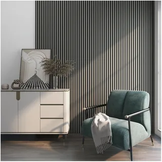 [neu.holz] Akustik Wandpaneel-Set Vang Eiche Bianco 4 St. 60 x 120 x 2,1 cm