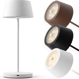 charlique® LED Akku Tischlampe (weiß) - Dinner Light 34 cm - dimmbare Tischleuchte mit USB, für innen und außen, warmes Licht - Weiß