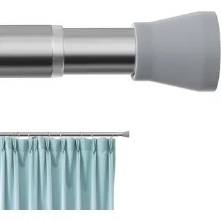 AIZESI Gardinenstange ohne Bohren 113-197cm Teleskopstange Vorhangstange Duschvorhangstange Spannstange Verstellbare Gardinenstange Klemmstange für Gardinen, Badezimmer - Silber (Durchmesser 22mm)