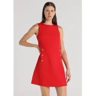 Victorio & Lucchino, V&L für Damen. 340388114 Kurzes Kleid im Matrosenstil mit heraldischen roten Knöpfen (S), Lässig, Polyester, Ärmellos /