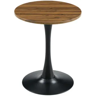 Oxeza Esstisch kleiner runder 60/60/72 cm Nussbaum mit schwarzen Metallbeinen , Walnussfarben , Holz , Mode , Rund,Rund , 60x72x60 cm , Esszimmer, Esstische