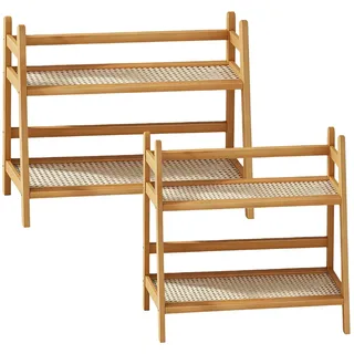 PORFOYO 2er Set Küchenregal, Gewürzregal Holz, Organizer Küche, Shelf Holzleiter Stil, Küchenschrank Organizer, Aufbewahrungsregal Für Gewürze, Tassen, Flaschen, Tee