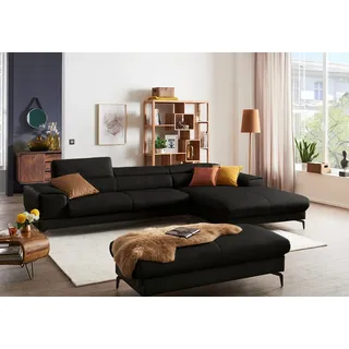W.Schillig Ecksofa »piedroo, Designsofa mit tollem Sitzkomfort, bequem und elegant, L-Form« Kopfteilverstellung, wahlweise mit Sitztiefenverstellung, Breite 343cm, schwarz