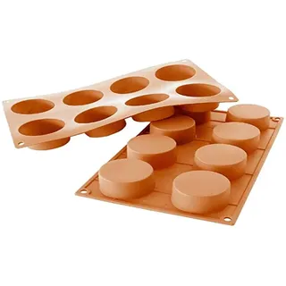 silikomart | SF028 Silikonform für Monoportionen CILINDRO, Antihaftbeschichtung, 8 Zylinder, Packung mit 1 Form für Süßigkeiten, ø 60 h 35 mm, Made in Italy