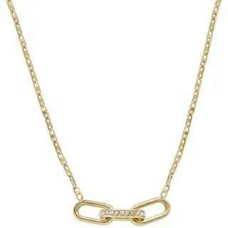 Fossil Kette mit Anhänger »Schmuck Geschenk Edelstahl Halskette HERITAGE D-LINK« mit Glassteinen, goldfarben