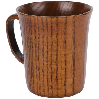 Zerodis Holz Kaffeetasse,Holzbecher Trinkbecher Gross Hölzerne Wassertasse Holzbecher Hölzerner Teetasse Trinkbecher Kaffeetassen mit Griff Frühstück Milch Trinkzubehör